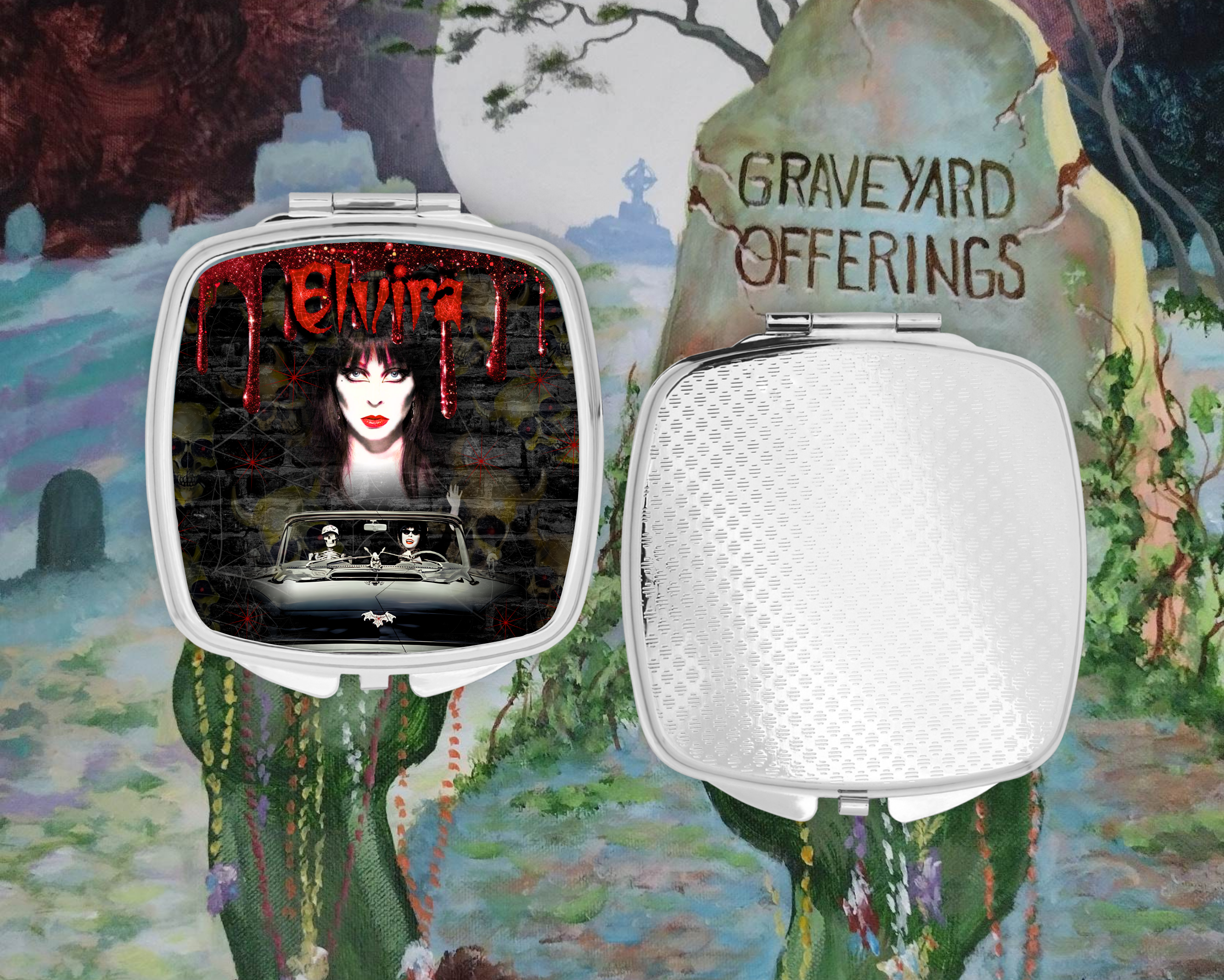 Graveyard Offerings - Wholesale Compact Mirror - Elvira Compact Mirror   0