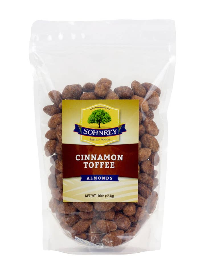 Cinnamon Toffee Almonds 16 oz for wholesale by Sohnrey Family Foods LLC