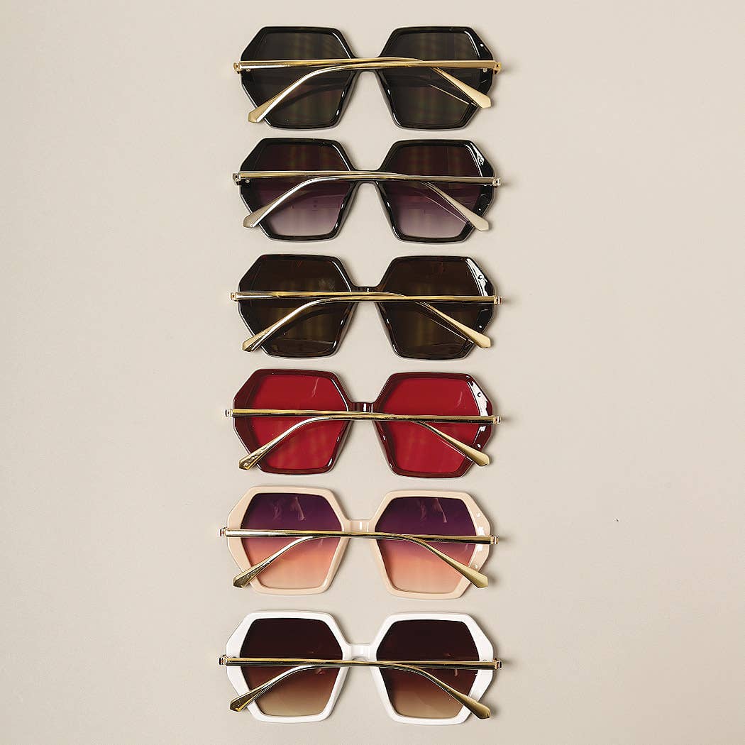  ASSORTED Women's Hexagonal Gold Leg Sunglasses for wholesale on Faire1