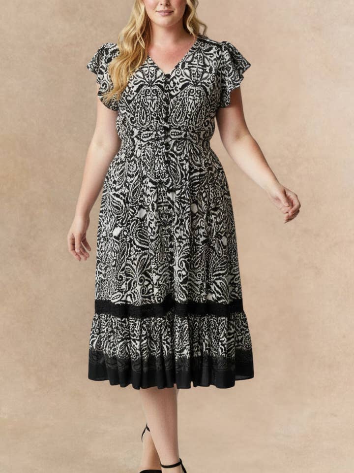 Robe Midi à Col en V Kayla Boho pour la vente par ANNICK