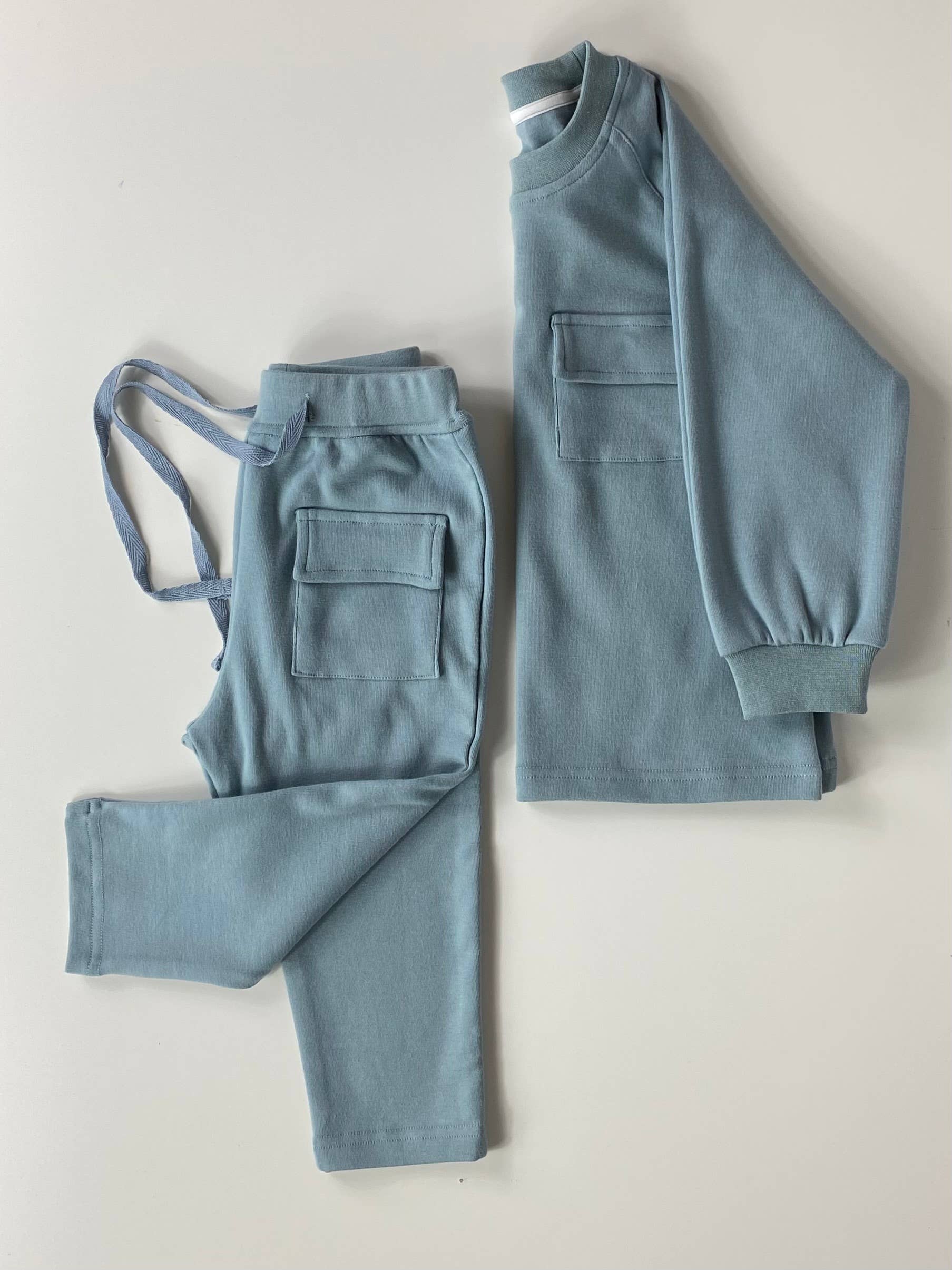Raglan Playwear Set in Dusty Blue for wholesale on Faire12