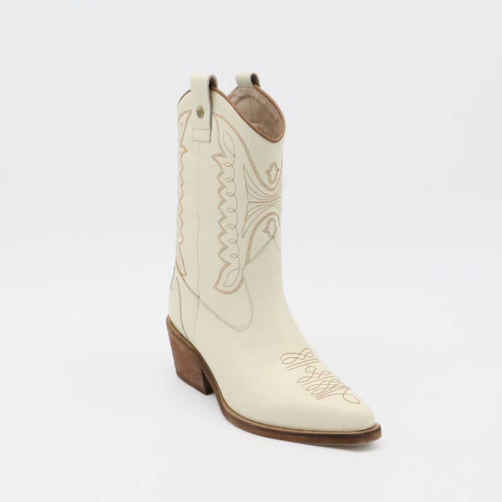 ivoor Onstuitbare westerse cowboylaars van ivoorkleurig leer voor dames voor groothandel op Faire4