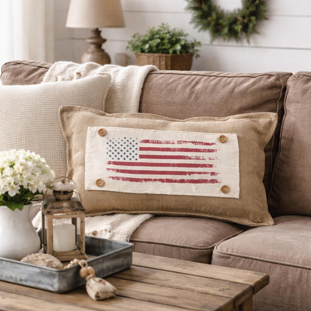 PillowPanels - Wholesale Throw/Decorative Pillow - PANEL ONLY: Summer 4th of July Veteran USA OLD GLORY FLAG8
