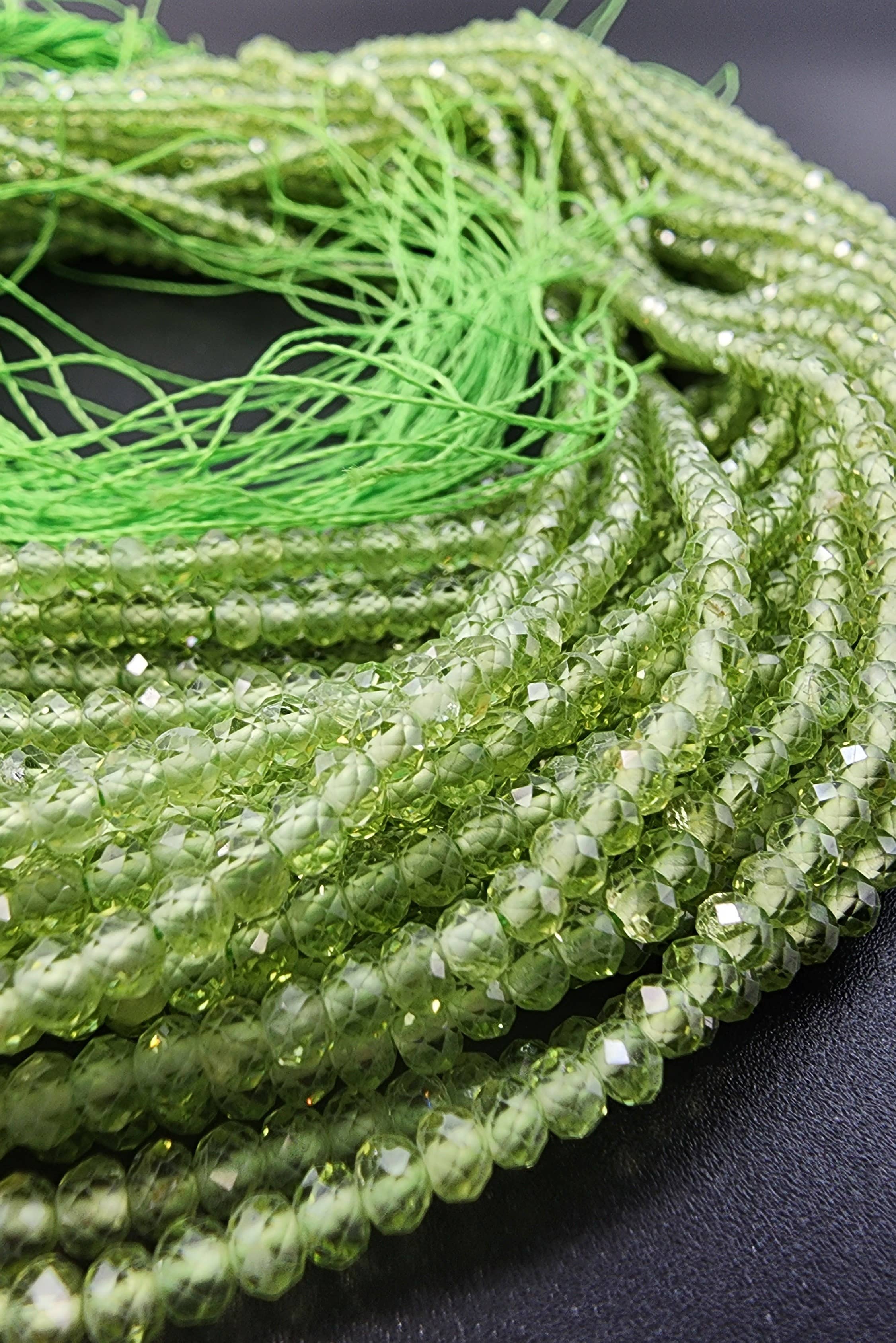 Beads Creation - Wholesale Beads - Green Peridot 3x2mm Faceted Round BeadsGemstone PRP661#043