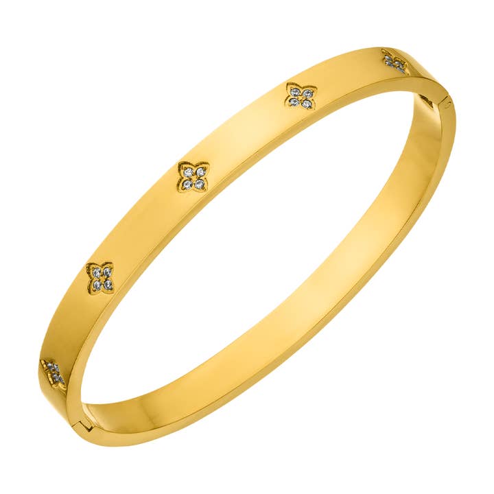 Brazalete Clover Stone | Chapado en oro de 18K para venta al por mayor de Schmuckgroßhandel