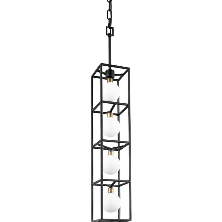 Plaza 4-Light Black/Gold Heritage Modern Foyer Pendant Light for wholesale by Varaluz
