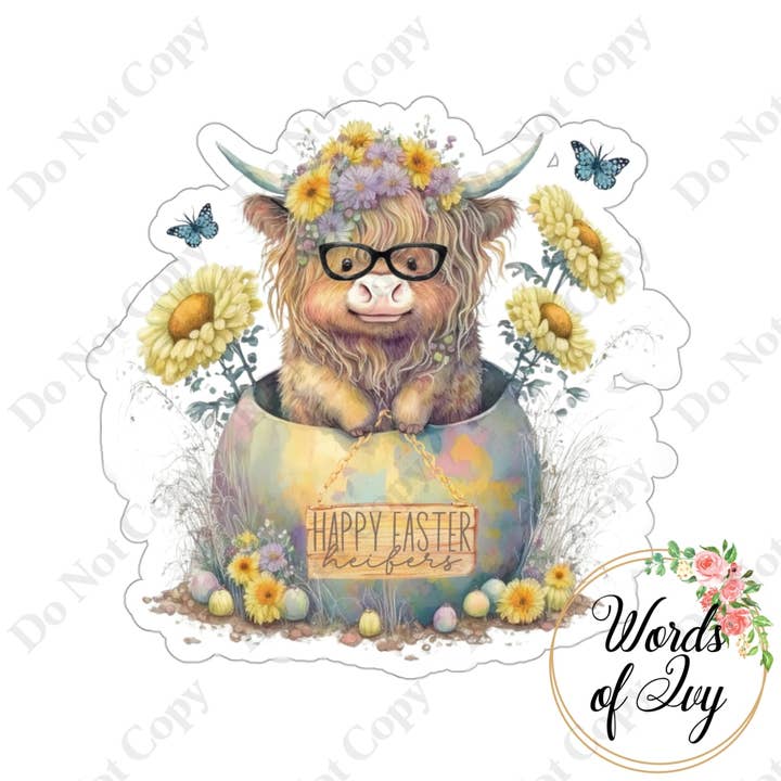 Sticker - Happy Easter Heifers for wholesale by Words of Ivy