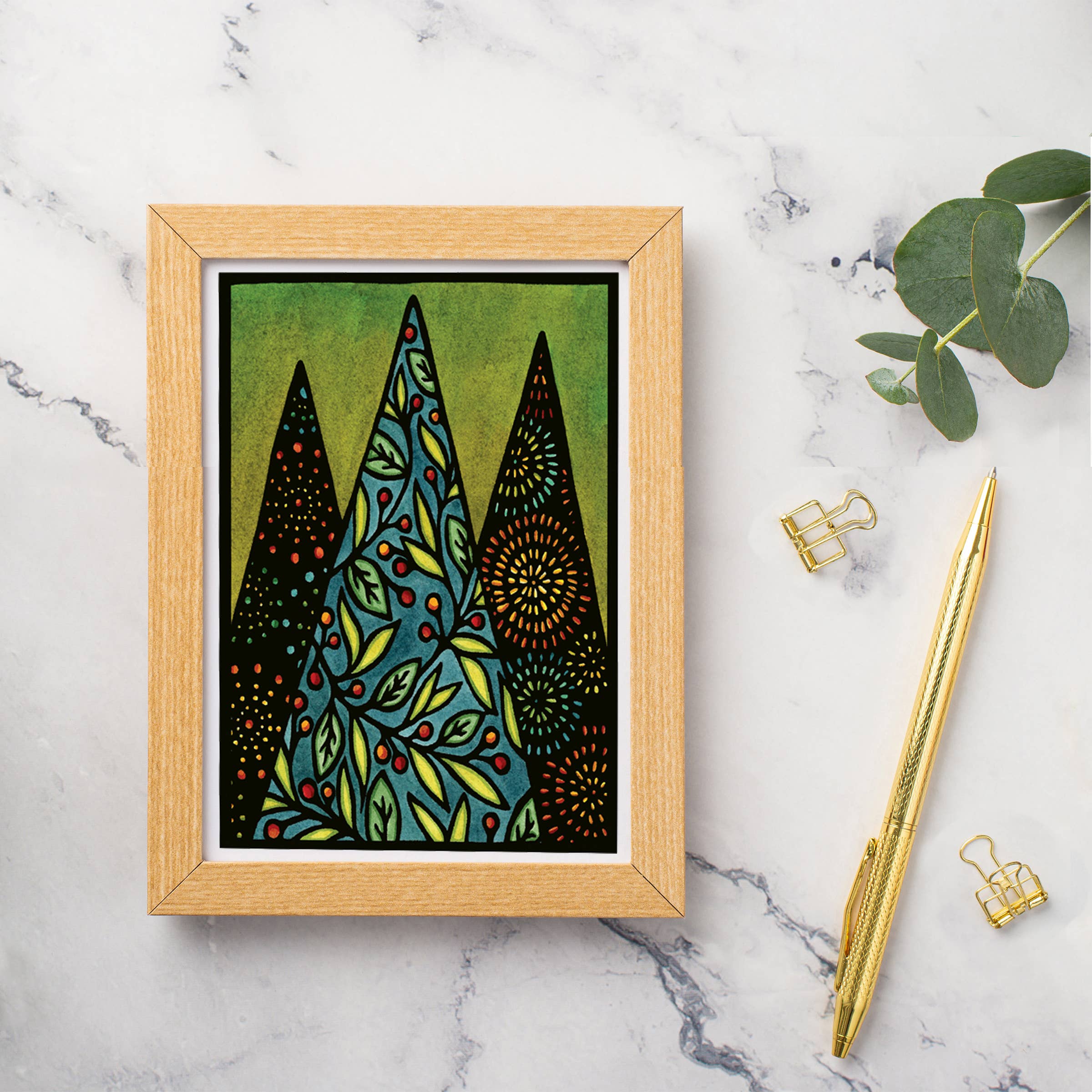 Sarah Angst Art - Wholesale Season's Greetings Card - Greeting Card Holiday Christmas Trees1