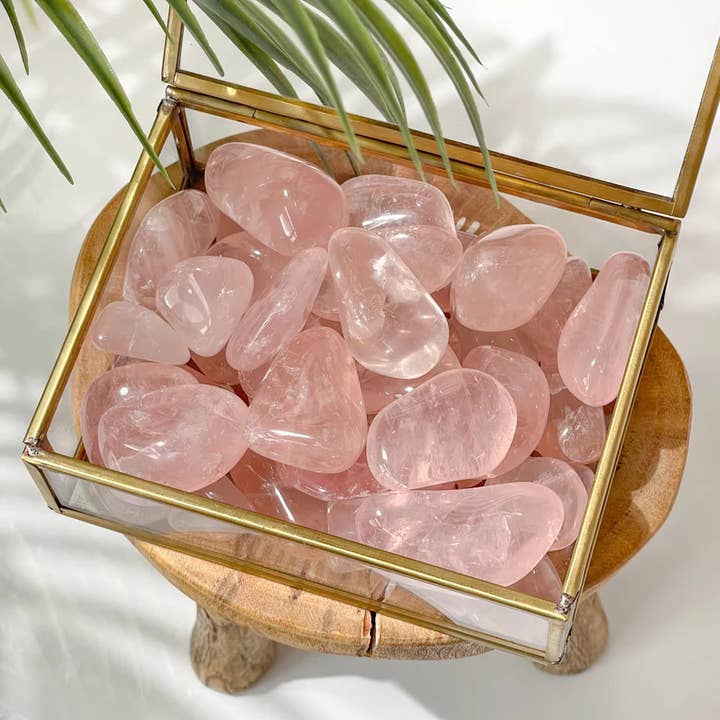 Large Rose Quartz Tumbled Stones (Pack of 10) for wholesale by Yellow Tree Company