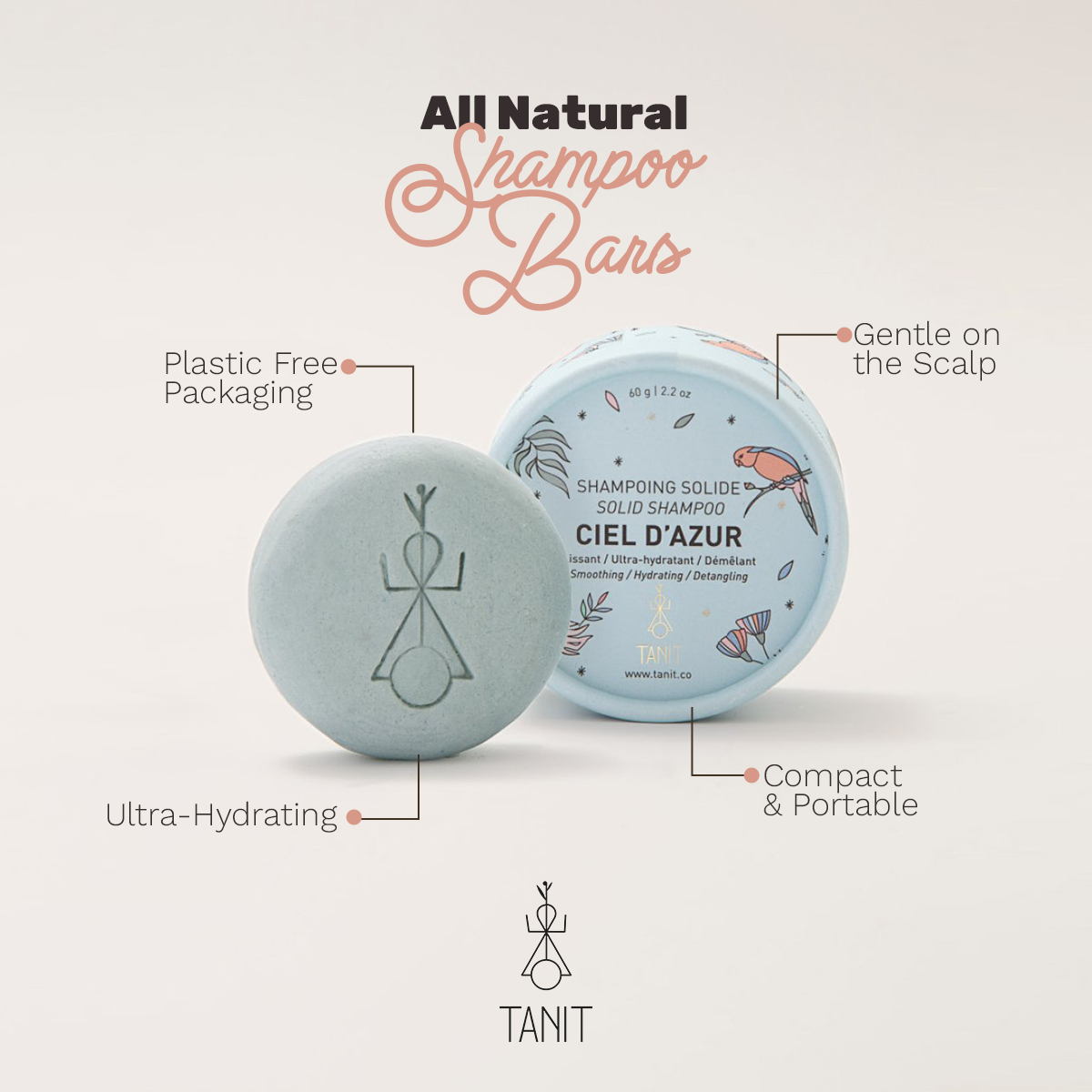 TANIT – Großhandel Shampoo-Puck/festes Shampoo – Shampoo Bar - Ciel D'Azur — Hydratation für trockenes und sprödes Haar1