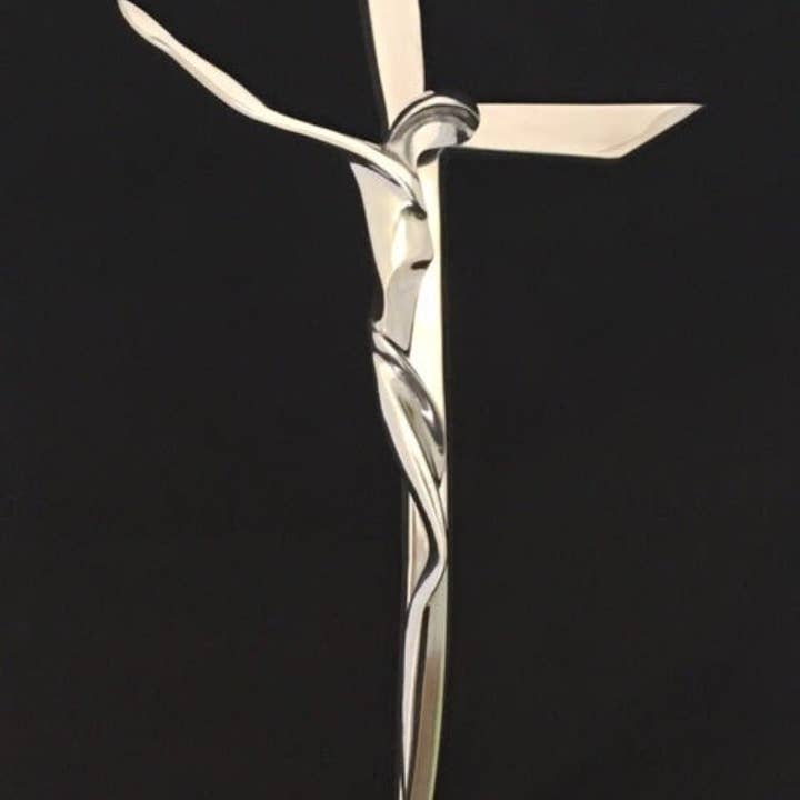 Guadalupe Gifts - Wholesale Wall cross - Silver Serpentine Wall Crucifix 18"2