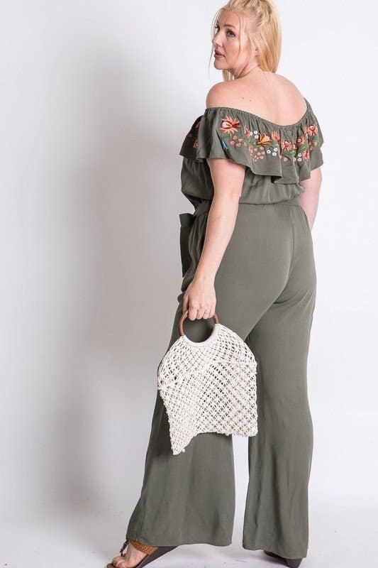 Davi & Dani - Wholesale Jumpsuit - Women's - PLUS SIZE FLORAL EMBROIDERED OFF SHOULDER JUMPSUIT14