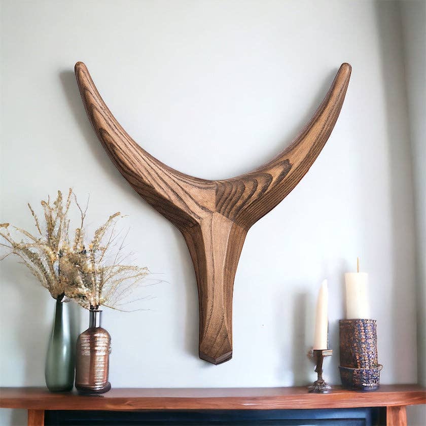 The African Home Goods - Wholesale Wall Accent - Nguni Head  Animal Head Wall Decor| Handmade Farmhouse Decor - Gunsmoke3