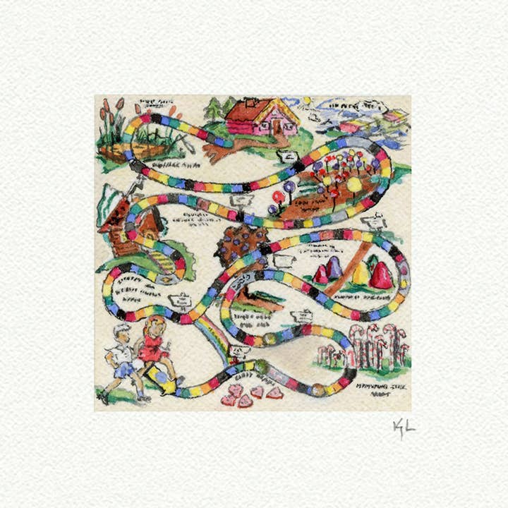 Candy Land Miniature Watercolor Painting - Art Print for wholesale by Karen Libecap Tiny Paintings