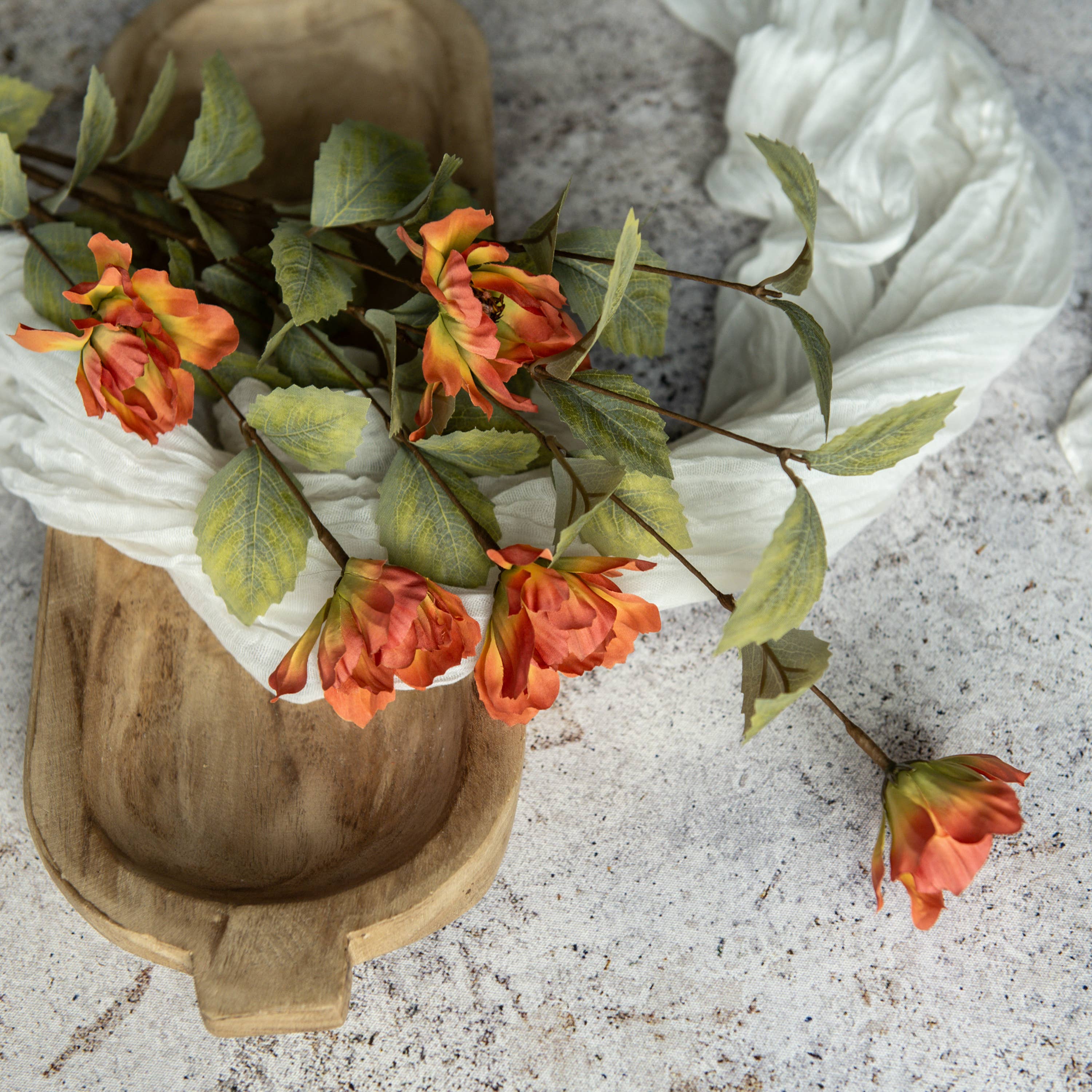 Ragon House - Wholesale Artificial Flowers - 34" ORANGE WILD ROSE SPRAY0