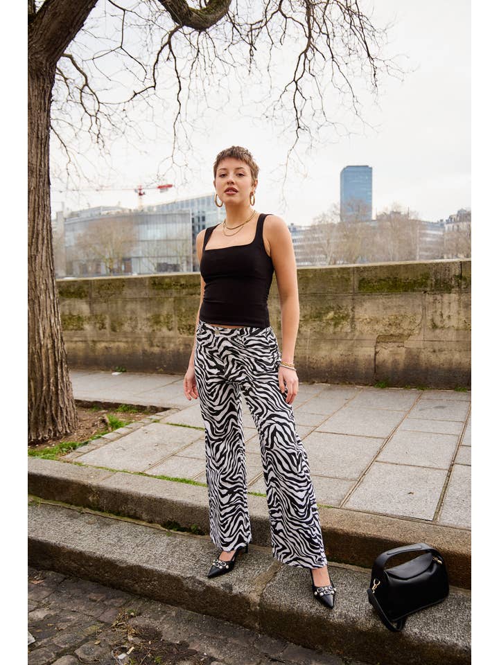 Wide zebra print pants - ANA & LUCY for wholesale on Faire1