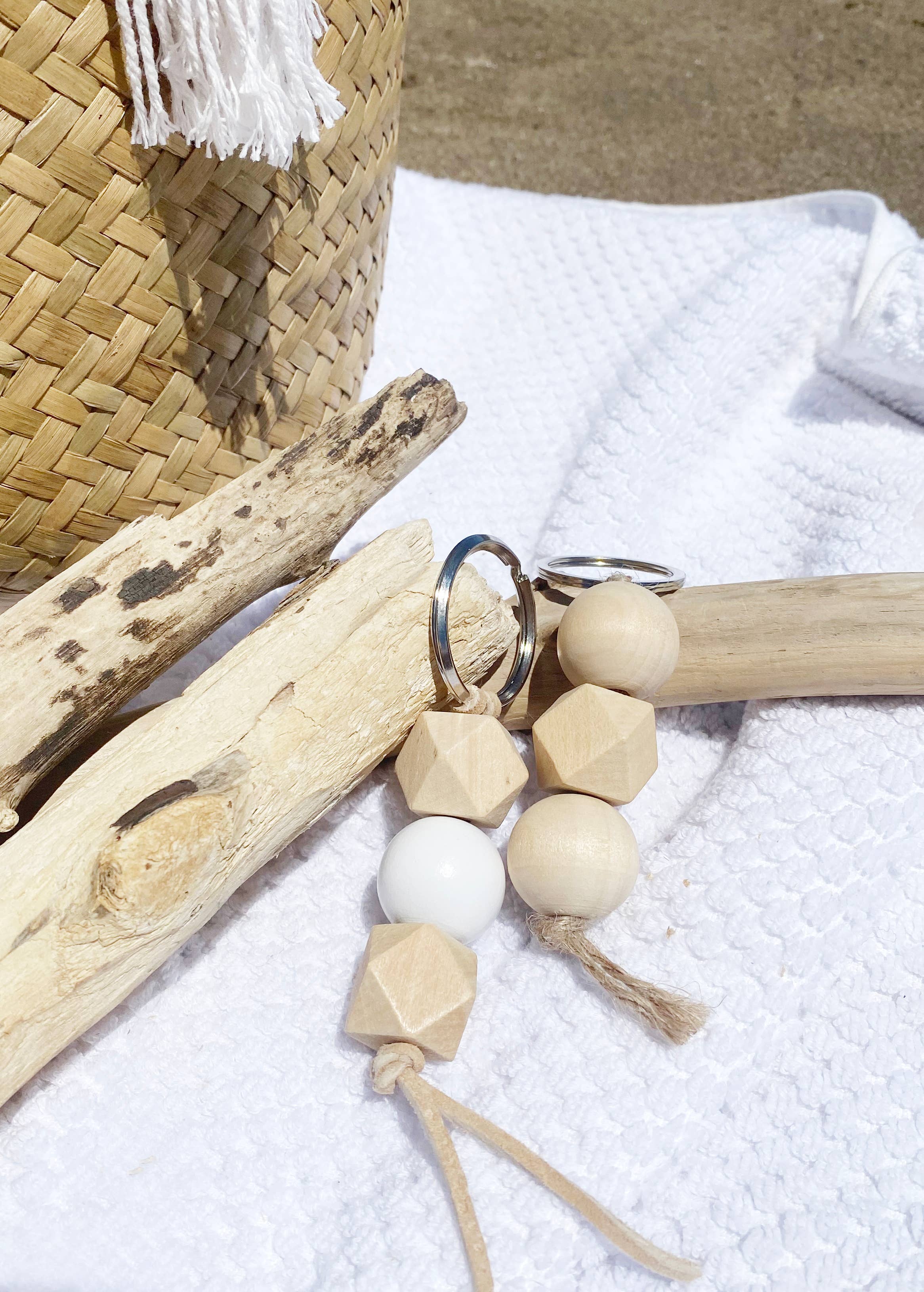 Simply Styled Art - Vente Porte-clés – femme - Porte-clés géométrique de perles de bois bohème12