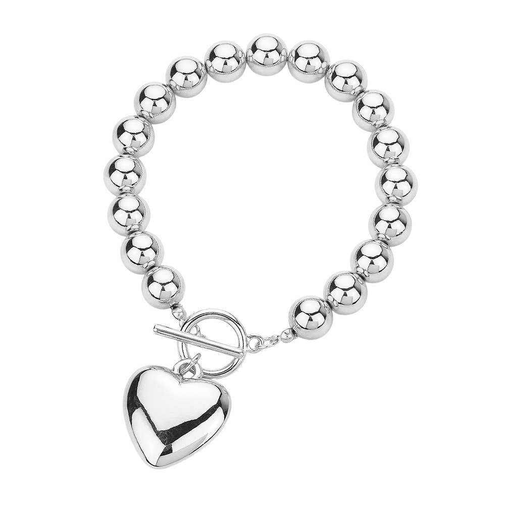 Sensibling Corp. - Wholesale Bedelarmbandje - Bubbelkettingarmband met metalen hartbedel en toggle-sluiting4