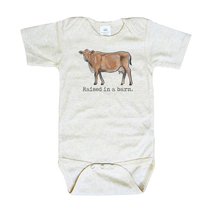 Barefoot Baby - Wholesale Bodysuit (Non-Footed) - Baby - "Raised in a barn" Cow Country Baby Clothes Western newborn