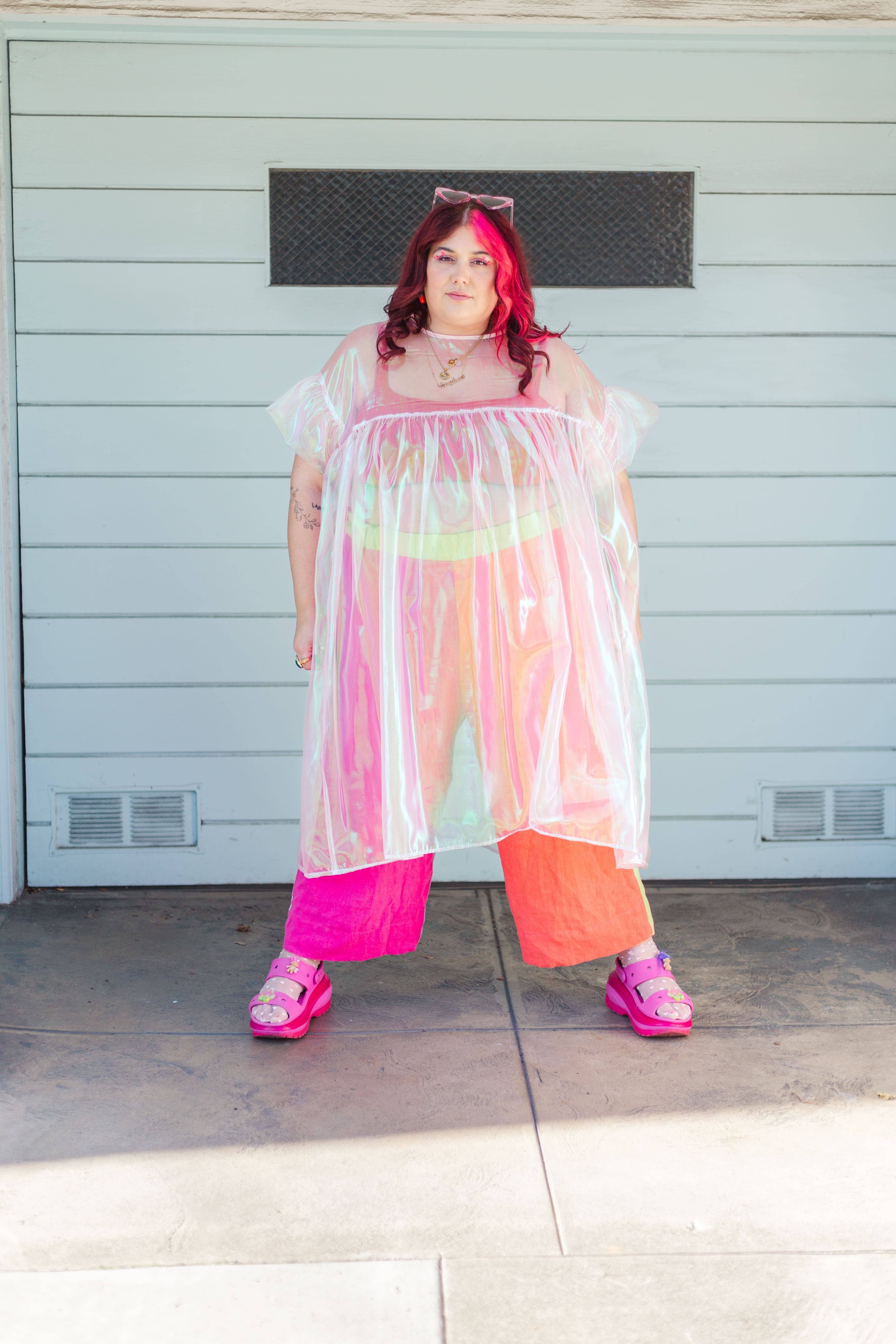 Nettle Studios - Wholesale Dress - Women's - Size Inclusive Plus Size Ruffle Maxi Dress Sheer Pink9