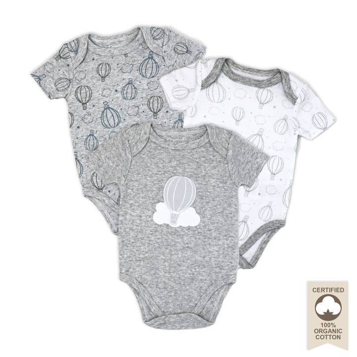 Rose Textiles - Wholesale Bodysuit (Non-Footed) - Baby - 3 Pack Heather Organic Cotton Bodysuits