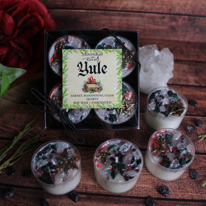 Moondust and Raven - Wholesale Tea light candles - Yule Tealight Crystal Candles, Yuletide, Winter Solstice5