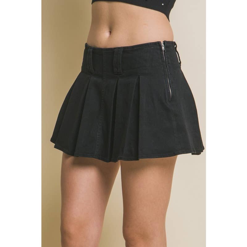 Paperdoll - Wholesale Skirt - Women's - Pleated Denim Mini Skirt 1