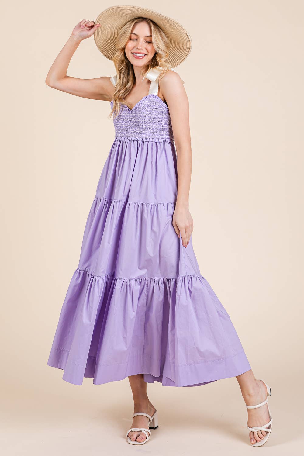 GeeGee x Lovelo - Vendita all'ingrosso Vestito - Donna - Abito midi plissettato a balze taglie comode, MD51552PL19