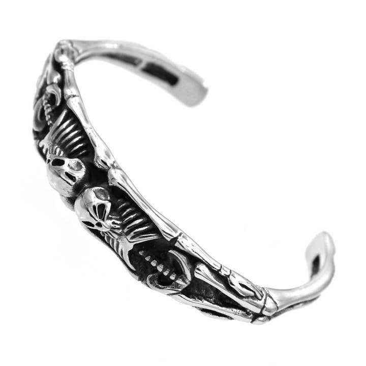 Open Skull Bracelet in Steel - B-184 for wholesale by Awaken