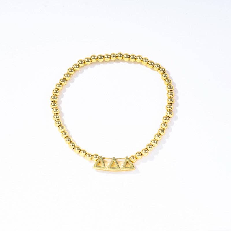 Color Shout - Wholesale Beaded Bracelet - B211 - Sorority: Gold Beaded Bracelet with Greek Letters on Stretch Cord12