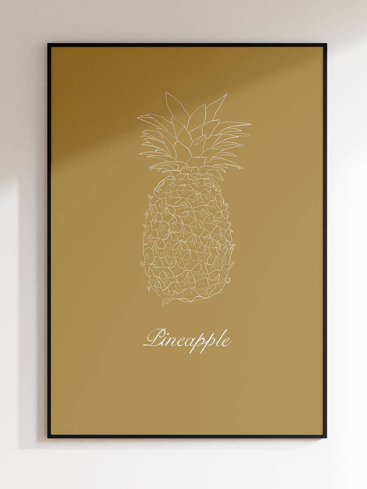 Arte de pared de comida con estampado de piña para cocina para venta al por mayor de AballoneStudio