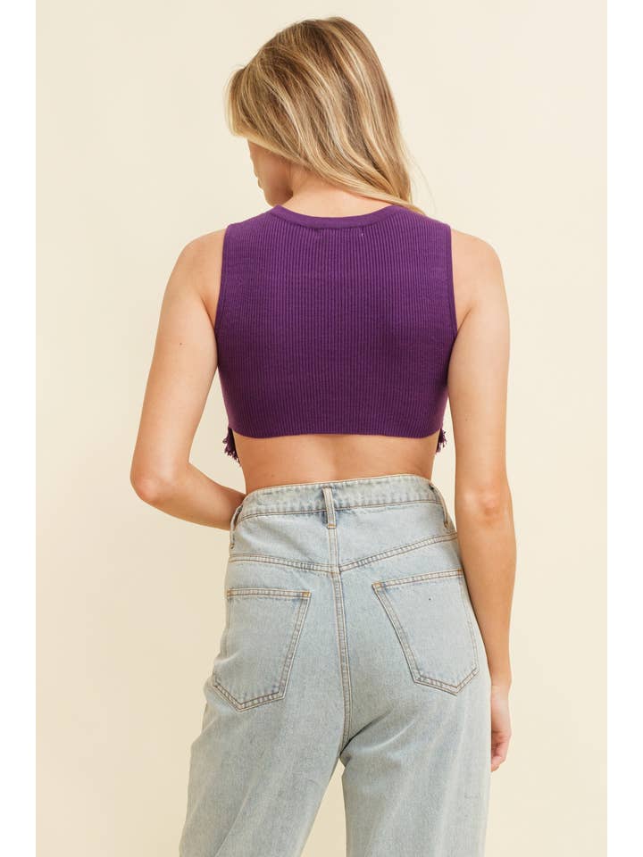 Cloud Ten - Wholesale Tank Top - Women's - CSW9141A - SLEEVELESS TASSLE HEM KNIT TANK10