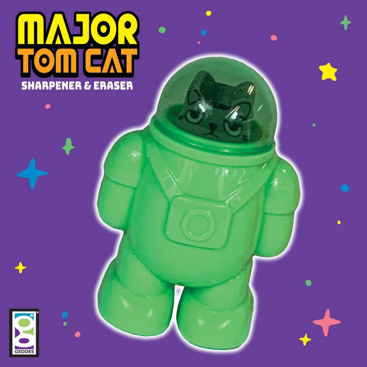 Geddes - Wholesale Pencil Sharpener - MAJOR TOM CAT SHARPENER & ERASER  24/BX2