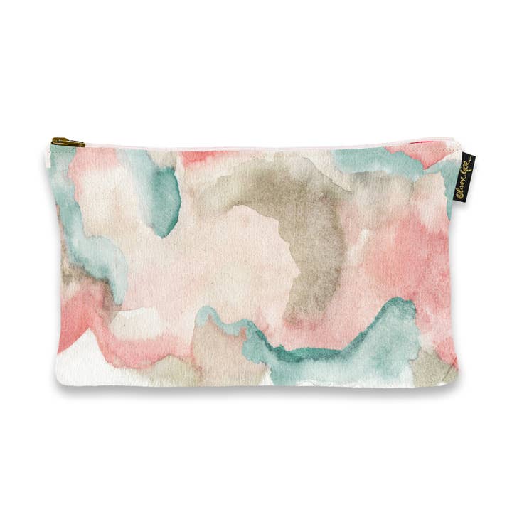 Oliver Gal Blush And Teal Thoughts Art Pouch (Size 9x6) for wholesale by The Oliver Gal Artist