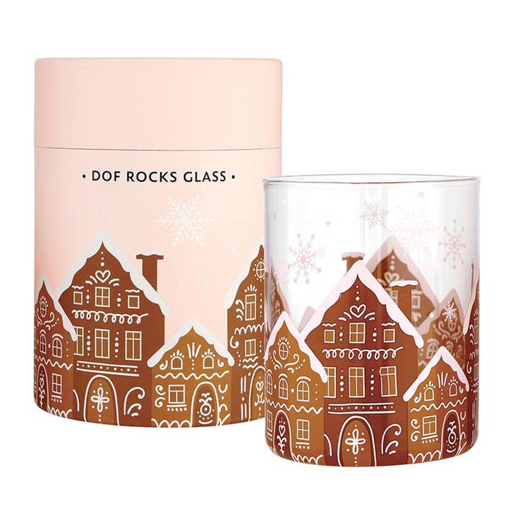 Dof Rocks Glass - Gingerbread Houses for wholesale by Slant Collections by Creative Brands