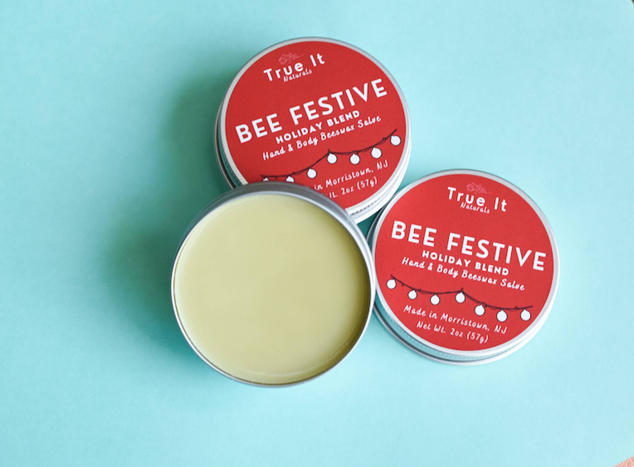 True It Naturals - Vendita all'ingrosso Unguenti/Balsami/Creme curative - Balsamo di Cera d'Api Festivo - BEE FESTIVE | Balsamo per Mani e Corpo1
