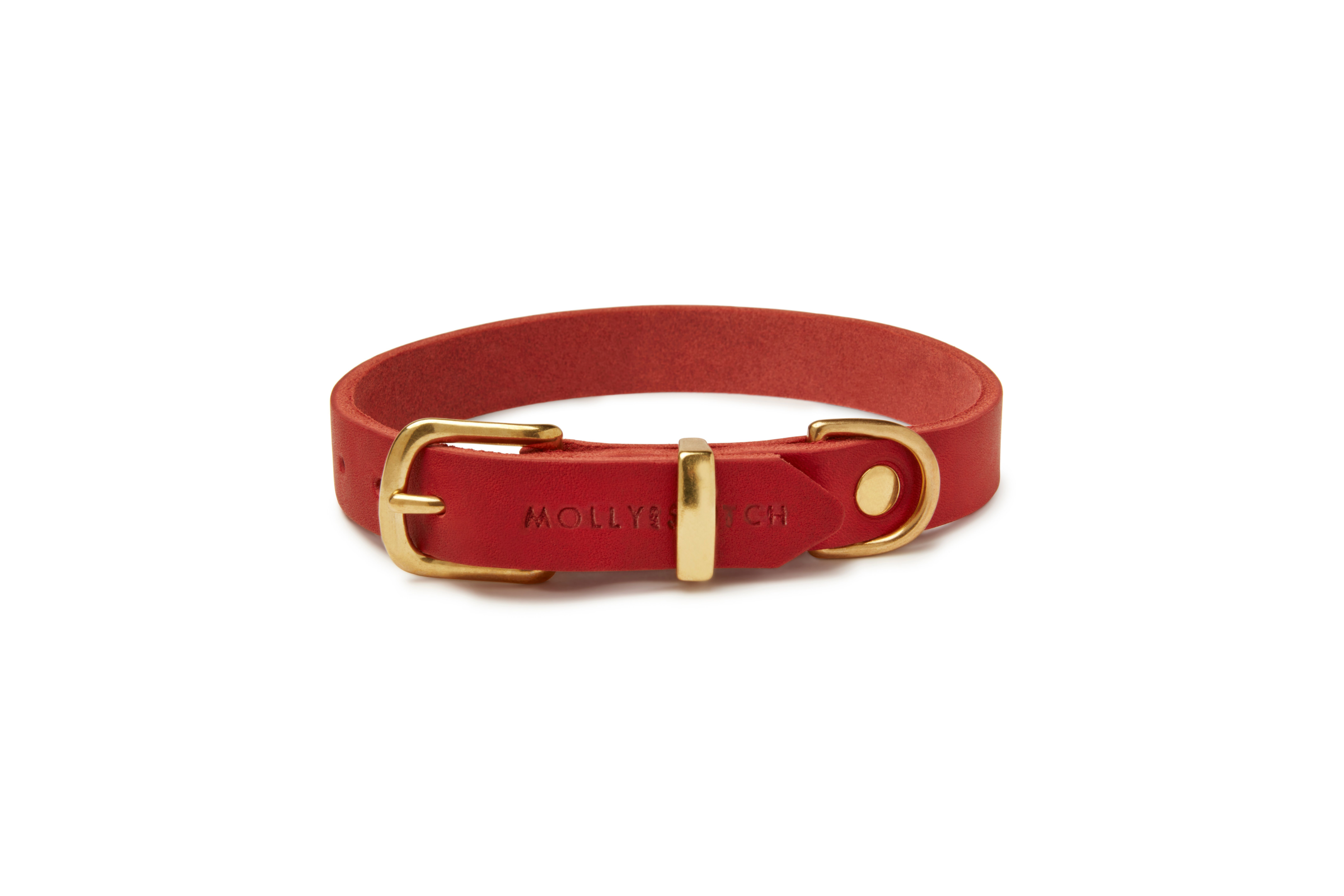Molly and Stitch - Wholesale Pet Collar - Dog - Butter Leather Dog Collar - Chili Red0