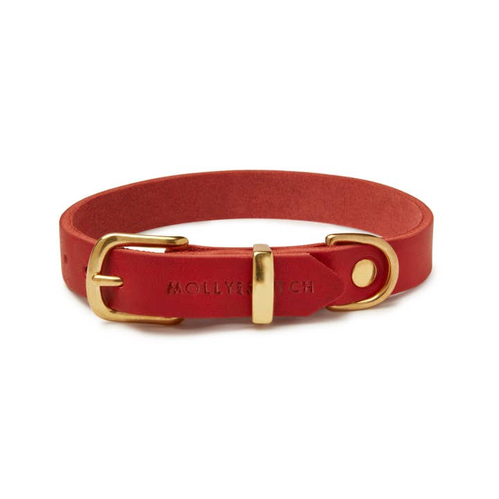Molly and Stitch - Wholesale Pet Collar - Dog - Butter Leather Dog Collar - Chili Red