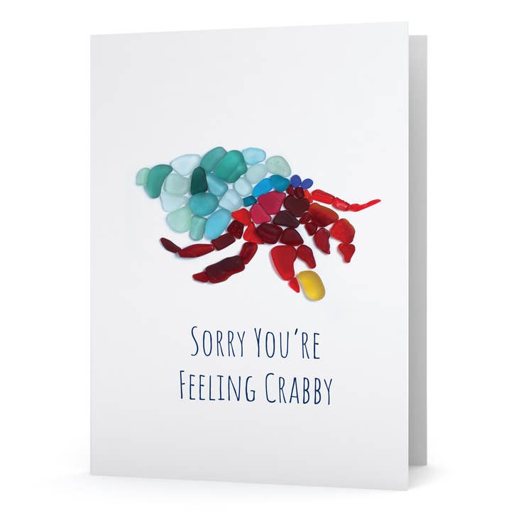 Sea Glass Hermit Crab Sorry You're Feeling Crabby Card pour la vente par Beachcombing / Etched by the Sea