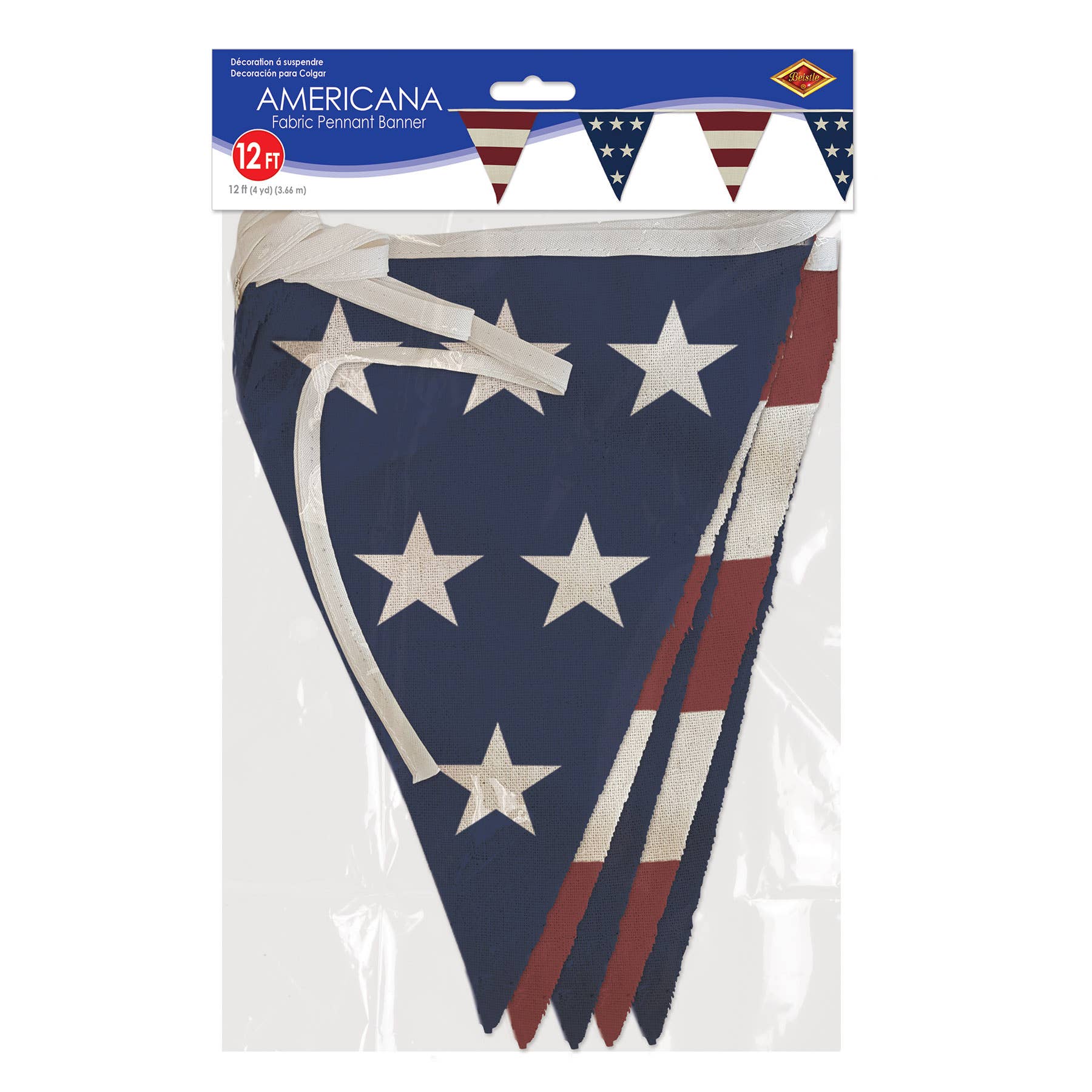 Beistle - Wholesale Party Sign/Banner - Americana Fabric Pennant Banner, 9½" x12'1