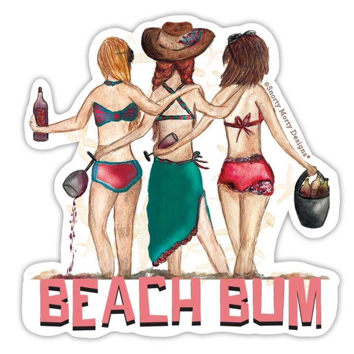 Beach Bum Sticker for wholesale by Snorty Morty Designs