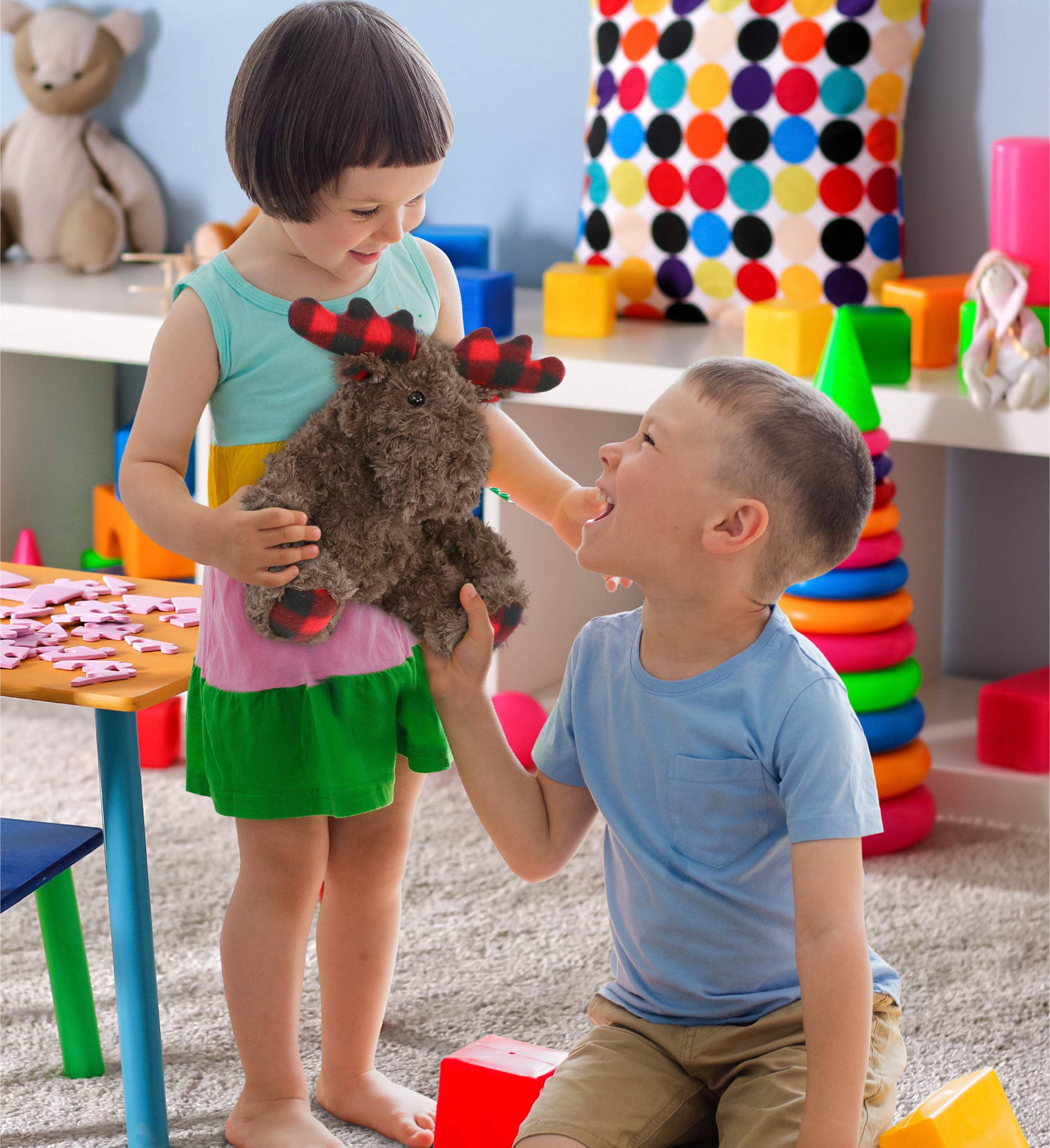 Cota Global - Wholesale Stuffed/Plush Toy - Kids & Baby - Super Soft Plush - Plaid Curly Moose5