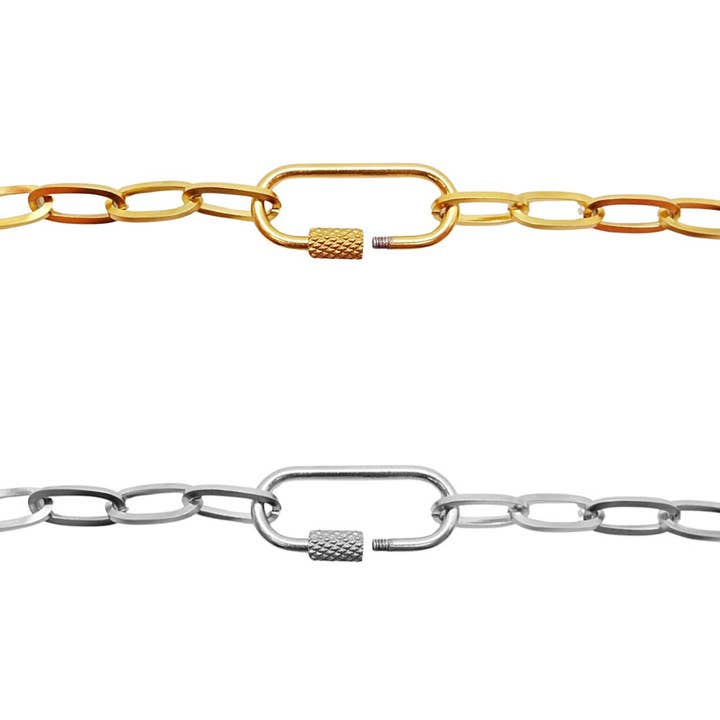 KIKICHIC - Wholesale Link & Chain Necklace - Open Carabiner Link Chain Necklace