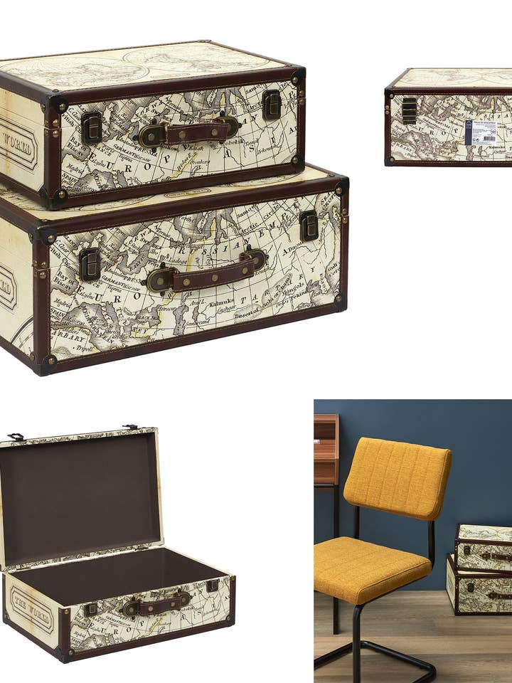 Retro Koffers Wereldkaart Set 2 Stuks voor wholesale door Sfeerpunt