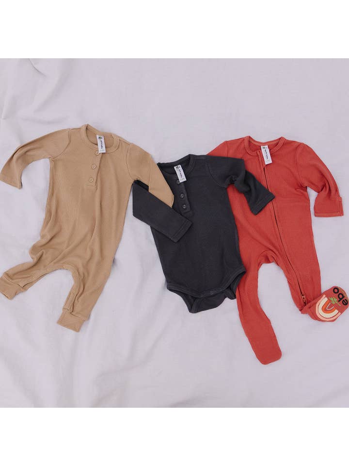 Earth Baby Outfitters - Wholesale Jumpsuit - Baby - Bamboo Ribbed Long Sleeve Henley Romper11