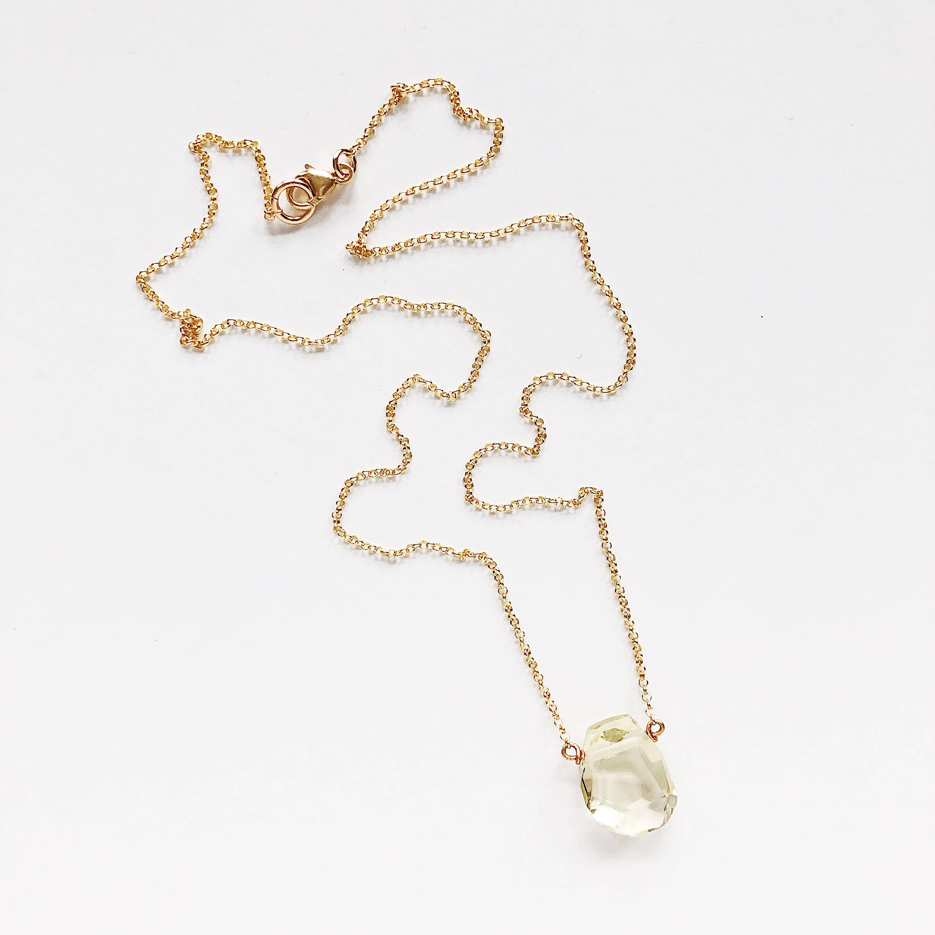 Third & Co. Studio - Wholesale Pendant/Charm Necklace - Hand-cut Faceted Lemon Topaz Teardrop Necklace11