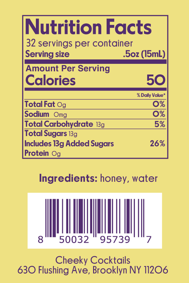 Cheeky Cocktails - Wholesale Cocktail Mix/Syrup - Honey Syrup 16oz1