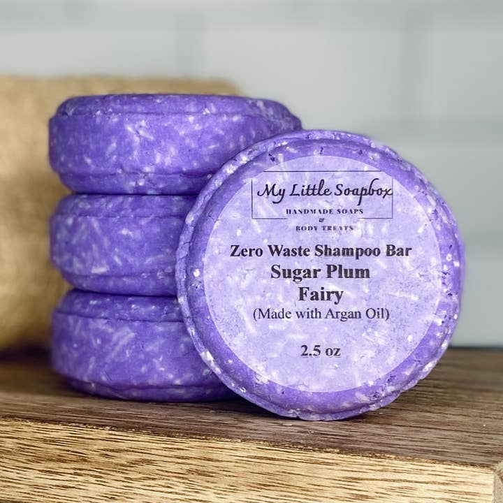 Sugar Plum Fairy Zero Waste Shampoo Bar for wholesale by My Little Soapbox