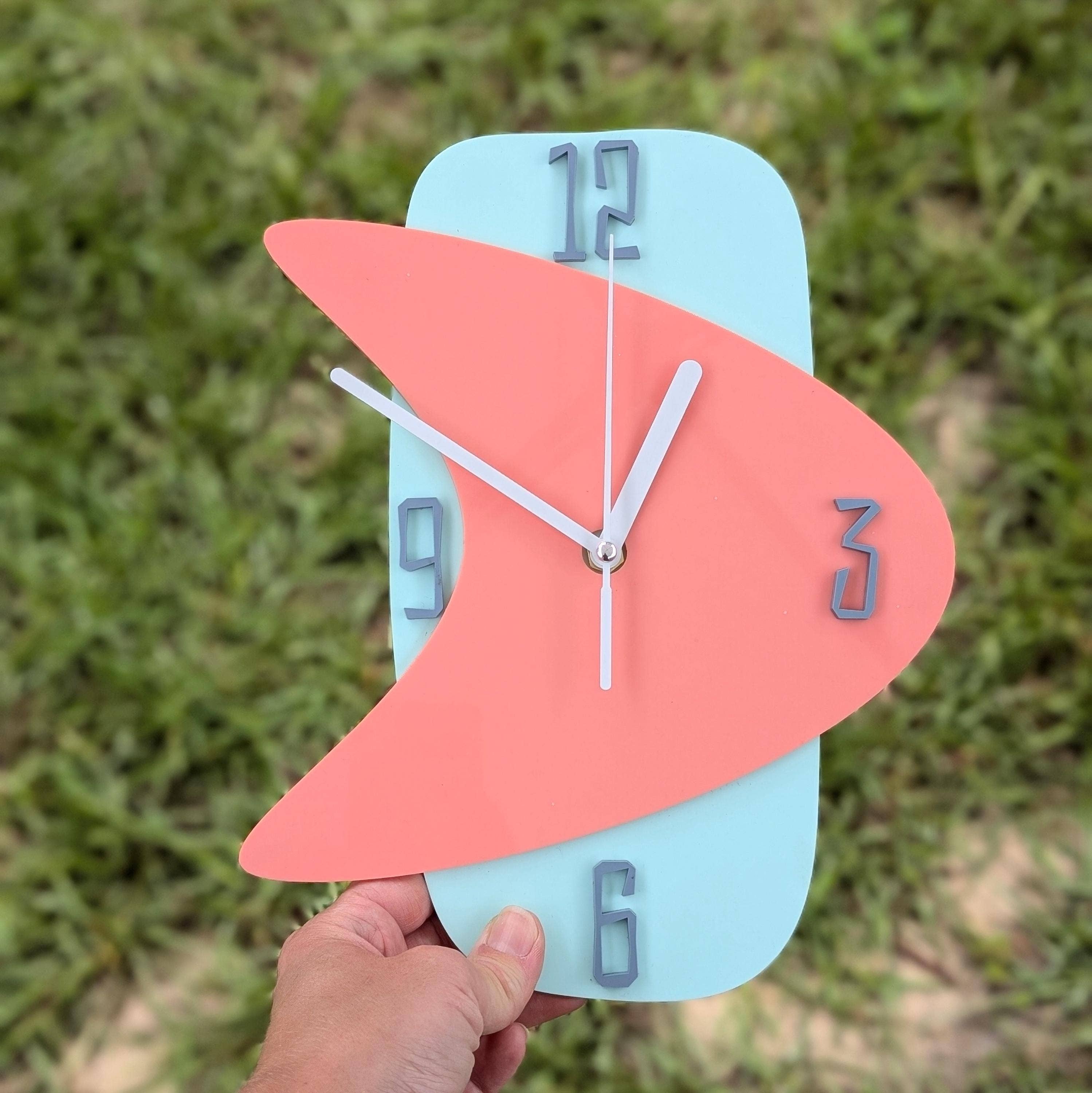 Shelfish Modern - Wholesale Wall Clock - Mid Century Retro 50s Style Clock - Atomic Clock - Kitchen Clock - MCM Decor - Mid Century Modern Clock -Funky Nursery Clock - Diner Decor2