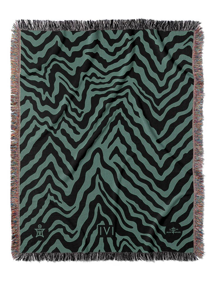 IVI - Abstract Jacquard Woven Blanket - Black Green for wholesale by Sean Martorana